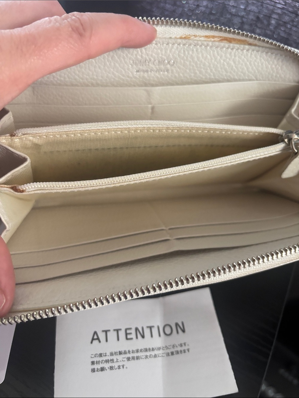 Jimmy Choo Beige Studded Zip Wallet in Metallic Accents with COA - Picture 9 of 15